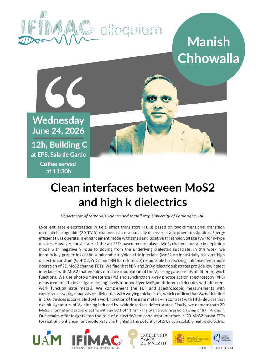 Clean Interfaces Between MoS2 and High K Dielectrics - Poster